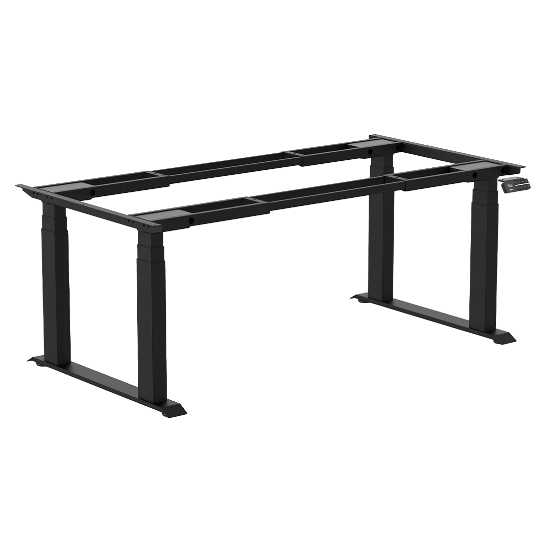 Heavy-duty quad sit-stand desk frame for large commercial surfaces
