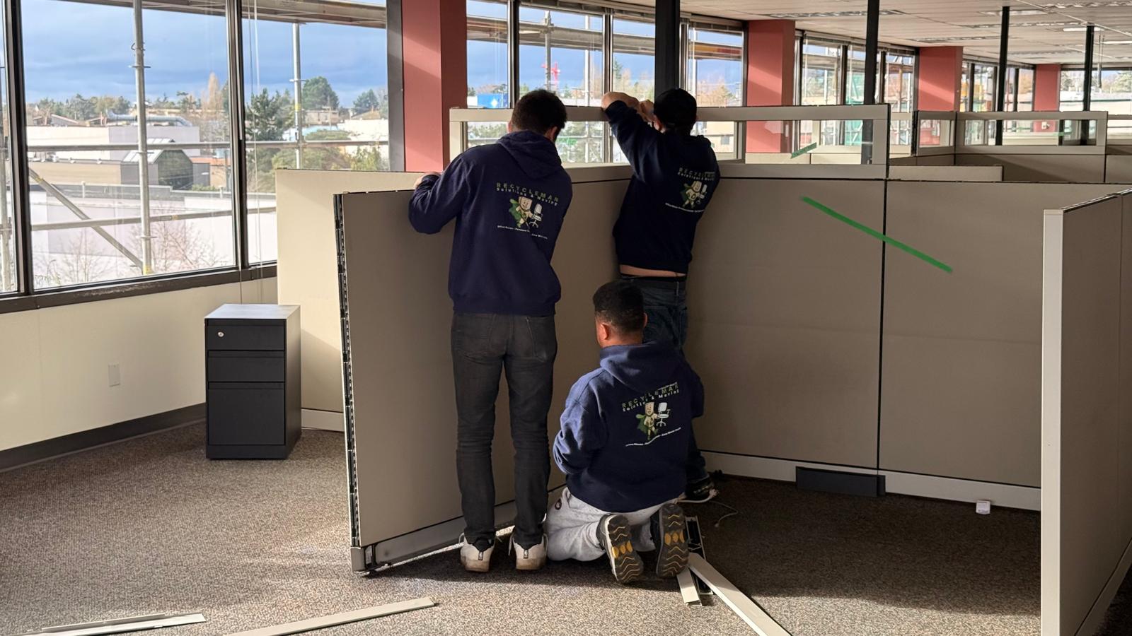 Cubicle system installation in a commercial office space